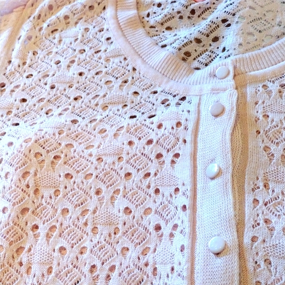 Frenchtown Crochet Cardigan, Women, Button Up, Pink, L (Runs Small) - Picture 5 of 6